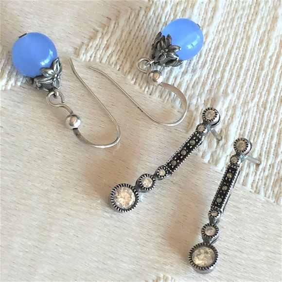 Nordstrom Jewelry - Marcasite Gemstone & Swarovski & Colbalt Blue Glas